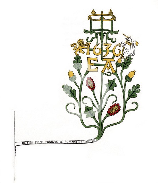 Bracket to support an hourglass, 1636, (1843).Artist: Henry Shaw