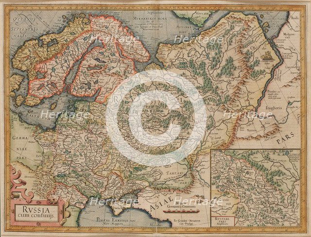 Russia cum Confinijs. Map of Russia, ca 1595.