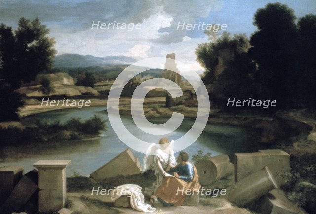 'Landscape with St Matthew and the Angel', c1645. Artist: Nicolas Poussin