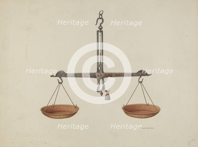 Balance Scales, c. 1940. Creator: William Kieckhofel.