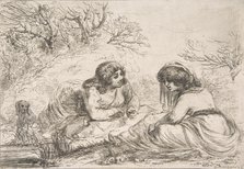 Two Women in a Landscape, 18th-early 19th century., 18th-early 19th century. Creator: Vivant Denon.