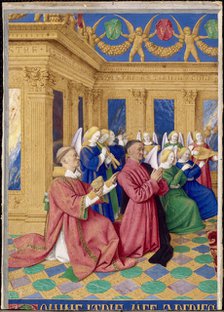 Étienne Chevalier with Saint Stephen, ca 1455. Artist: Fouquet, Jean (1420–1481)