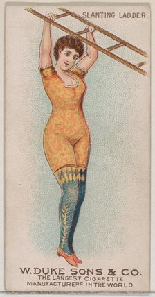 Slanting Ladder, from the Gymnastic Exercises series (N77) for Duke brand cigarettes, 1887., 1887. Creator: Unknown.