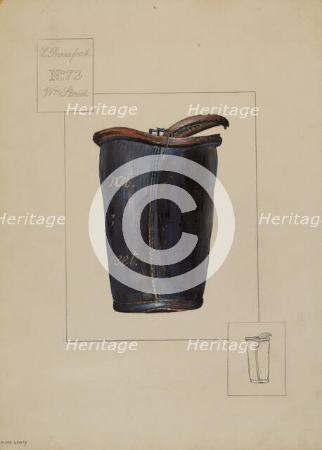 Leather Fire Bucket, c. 1936. Creator: Mina Lowry.