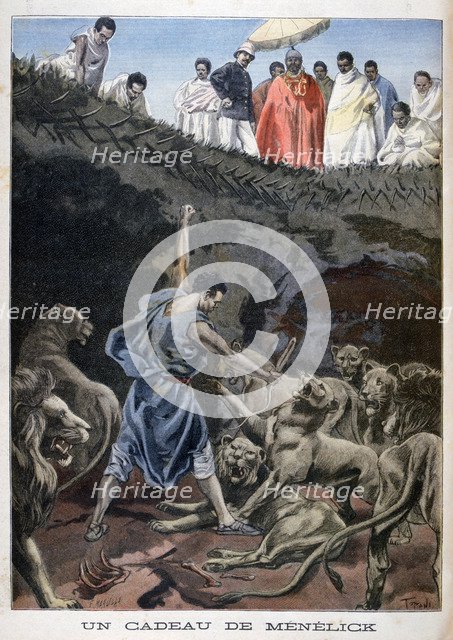 Menelik II of Ethiopia, 1898. Creator: F Meaulle.