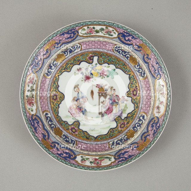 European copy of Ruby-backed eggshell famille-rose seven bordered dish, 20th century.  Artist: Unknown.
