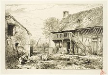 Courtyard of a Peasant Dwelling, 1845. Creator: Charles Emile Jacque.