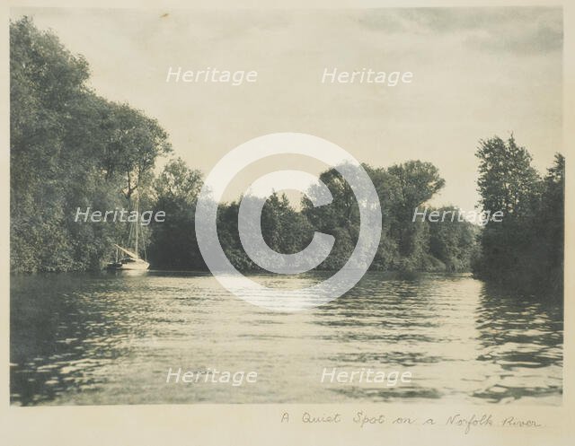 A quiet spot on a Norfolk river. From the album: Photograph album - England,  1920s. Creator: Harry Moult.