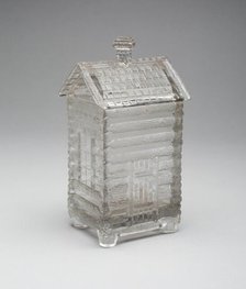 Log Cabin pattern marmalade covered jar, c. 1875. Creator: Central Glass Company.