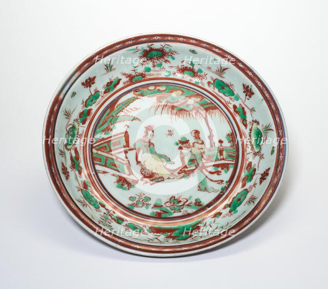 Dish with Two Women in a Garden, Ming dynasty (1368-1644). Creator: Unknown.