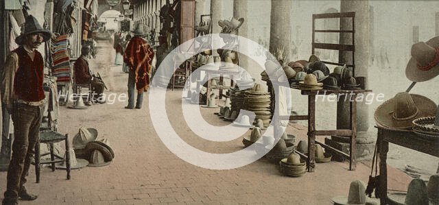Mexico, portales of market, Aguas Calientes, between 1884 and 1900. Creator: William H. Jackson.