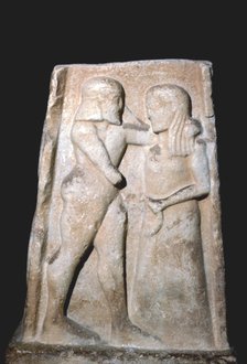 Stela of Menalaus and Helen (of Troy), Archaic Greek, c8th century BC-c5th century BC Artist: Unknown.