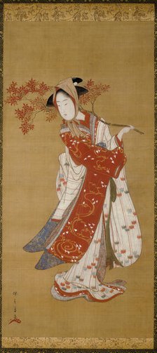 Dancer with a Maple Branch, Japan, Edo period, 1780-1790. Creator: Shunsho.