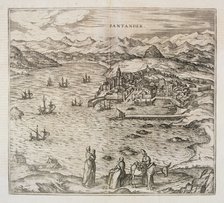 View of the city of Santander. Engraving for the work 'Civitates Orbis Terrarrum', 1576, by Georg…