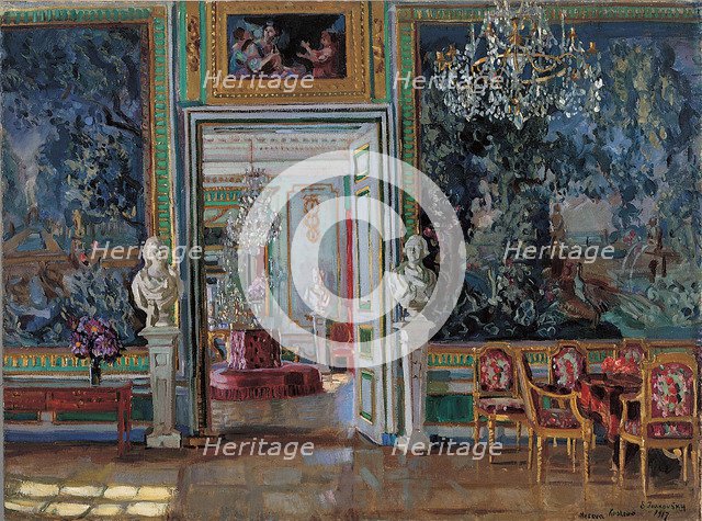 Interior in the Kuskovo Palace, 1917. Artist: Zhukovsky, Stanislav Yulianovich (1873-1944)