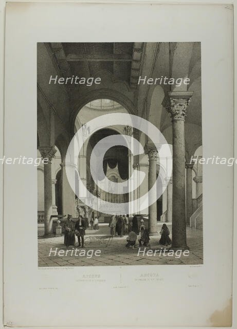 Ancona: Interior of St. Syriacus, plate 38 from Italie Monumentale et Pittoresque, c. 1848. Creator: Nicolas-Marie-Joseph Chapuy.