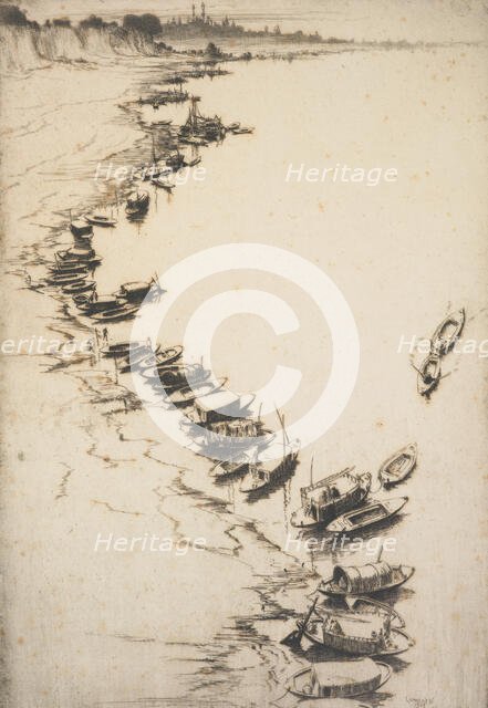 The evening river. From: Fourth Indian plates, 1927. Creator: Ernest Stephen Lumsden.