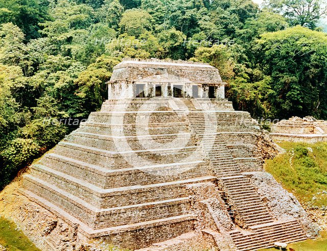 Pyramid and Temple-of-the-Inscriptions, Palenque, Mexico, 7th century. Artist: Unknown
