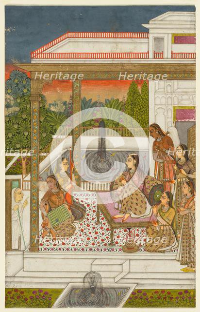 A princess with attendants on a terrace, c. 1720-1730. Creator: Unknown.