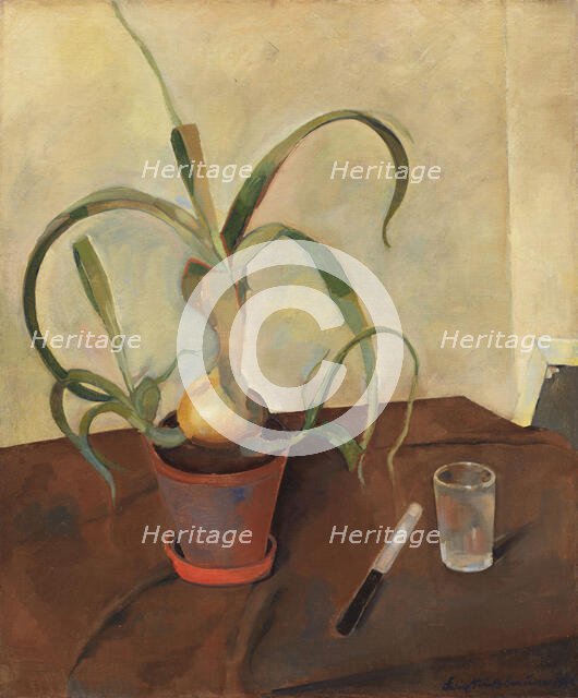 Still life with an onion plant, 1926. Creator: Nussbaum, Felix (1904-1944).