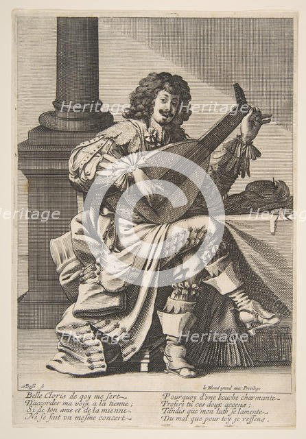Man Singing and Playing a Lute, mid to late 17th century. Creator: Abraham Bosse.