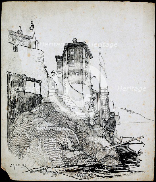 Robin Hood's Bay, North Yorkshire, 1892-1933. Artist: Charles George Harper.