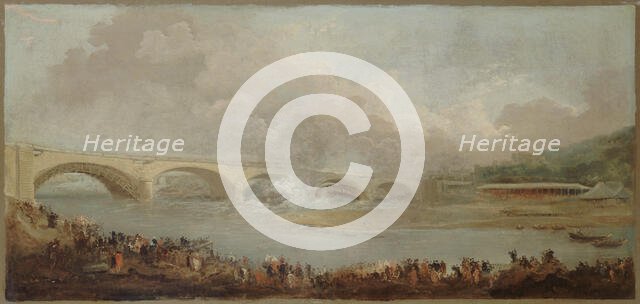 Le décintrement du pont de Neuilly, le 22 septembre 1772, between 1772 and 1775. Creator: Hubert Robert.