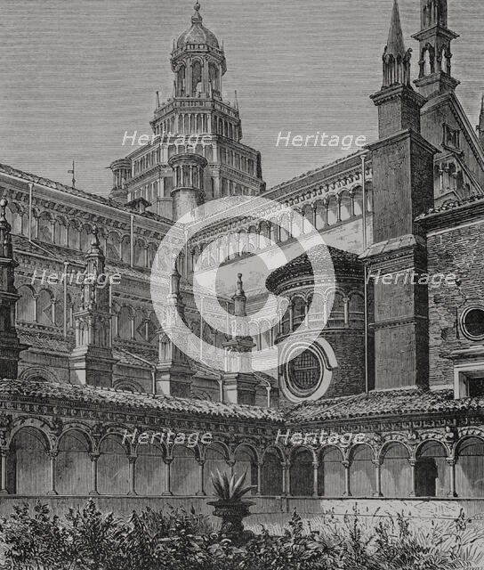 Small Cloister, Certosa di Pavia. Italy, 1877.  Creator: Jules Jean Marie Joseph Huyot.