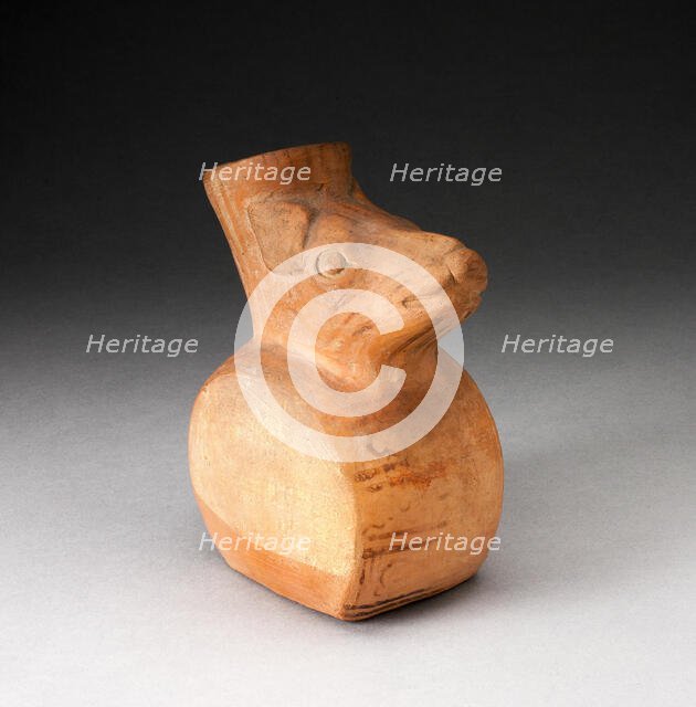 Flat-Sided Jar with Relief of Rodent Head Attached to the Vessel's Neck, 100 B.C./A.D. 500. Creator: Unknown.