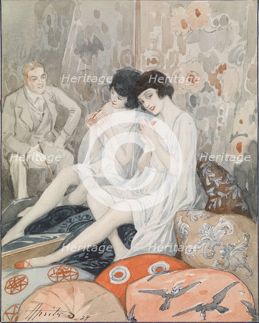 Lady in Her Boudoir, 1929. Artist: Apsit, Alexander Petrovich (1880-1944)