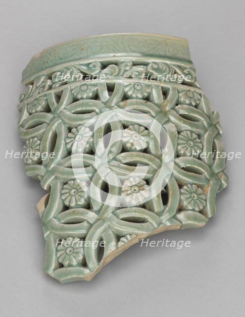 Fragment of Garden Stool with Openwork Design, 1200s. Creator: Unknown.