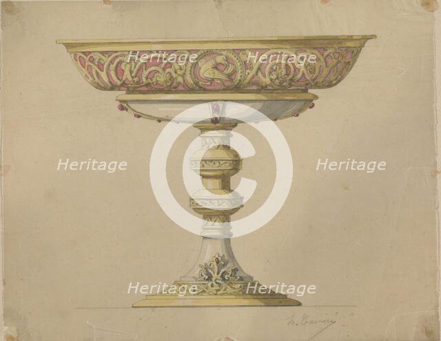 Design for a bowl on a base in Romanesque style, c.1864-c.1894. Creator: Henri Cameré.
