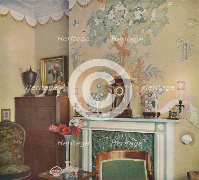 Painted chimney breast, 1933. Artist: Unknown.