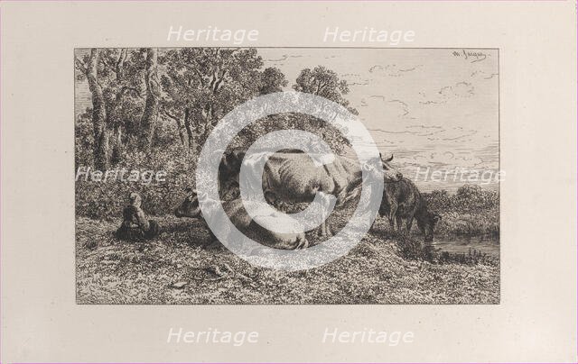 Dutch Cows, 1864. Creator: Charles Emile Jacque.