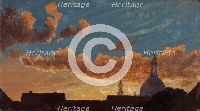 Evening Sky over Dresden, 1844. Creator: Knud Baade.