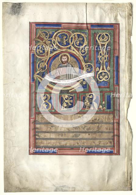 Single Leaf Excised from a Gospel Book with Initial L[iber generationis]: St. Matthew (verso), c1190 Creator: Unknown.