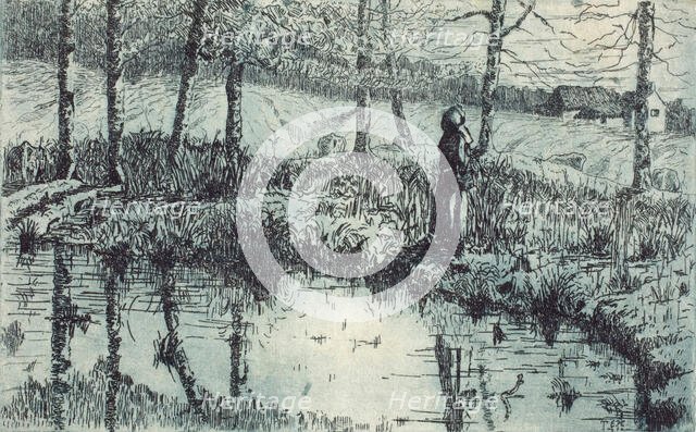 Girl by Pond, about 1883. Creator: Thomas Entriken Hibben.