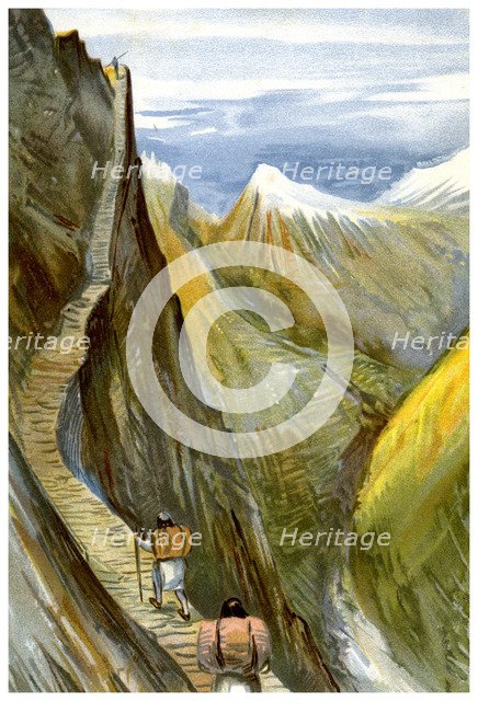 The Nerpani track, Tibet, 1898.Artist: FA Brockhaus