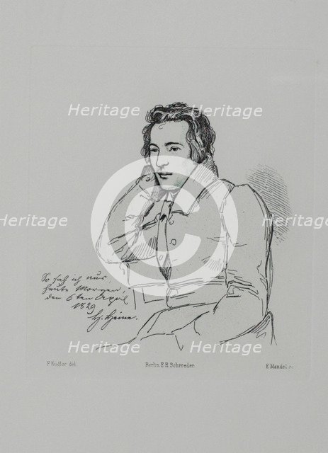 Portrait of the poet Heinrich Heine (1797-1856) After Franz Kugler from 1829, 1854. Artist: Mandel, Eduard (1810-1882)
