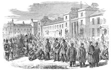 Inspection of the Royal Sappers and Miners at Brompton Barracks, Chatham, by Sir John Burgoyne, 1856 Creator: Unknown.