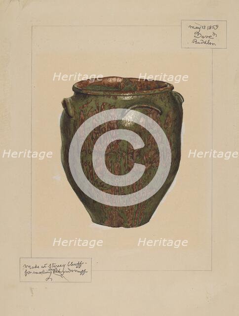 Jar: For Salt, Meat, or Lard, c. 1939. Creator: Margaret Gordon.