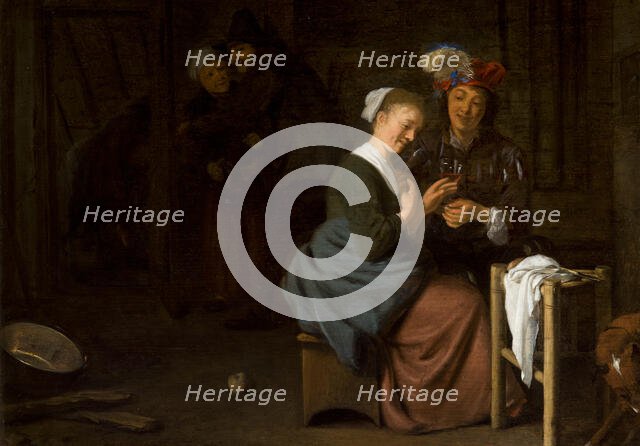 Genre Scene (Couple in the Interior), 17th century. Creator: Ludolf de Jongh.