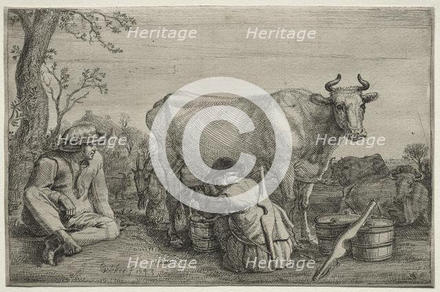 The Milkmaid, 1643. Creator: Gerrit Claesz. Bleker (Dutch, 1656).