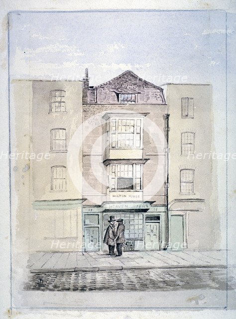 View of Milton's house in Barbican, City of London, 1864. Artist: J Benny