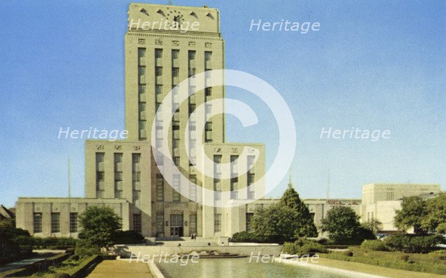 Houston City Hall and Reflection Pool, Houston, Texas, USA, 1955. Artist: Unknown