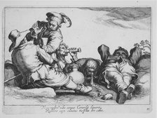 Peasants Drinking, from the series Sixteen Peasant Subjects, 17th century. Creator: Cornelis Bloemaert.