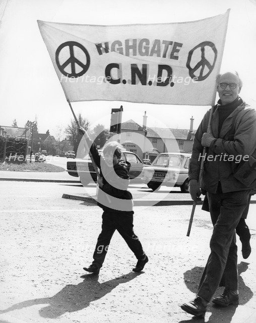 CND demo, Horley, Surrey, c1968.