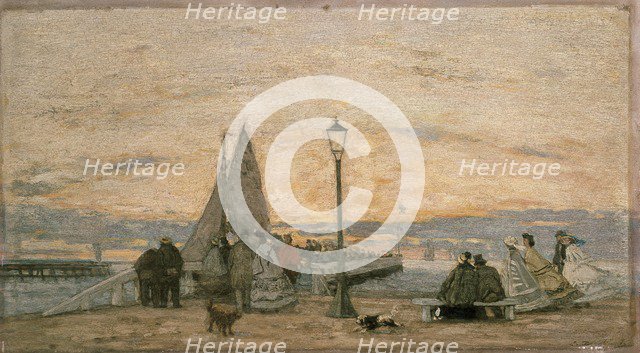 The Jetty at Trouville: Sunset, 1862. Artist: Eugene Louis Boudin.