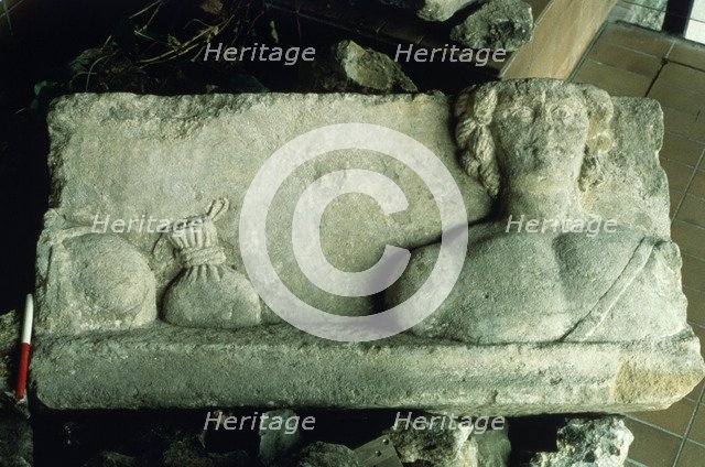 Fragment of a sculpture of the god Mars, Roman. Artist: Unknown