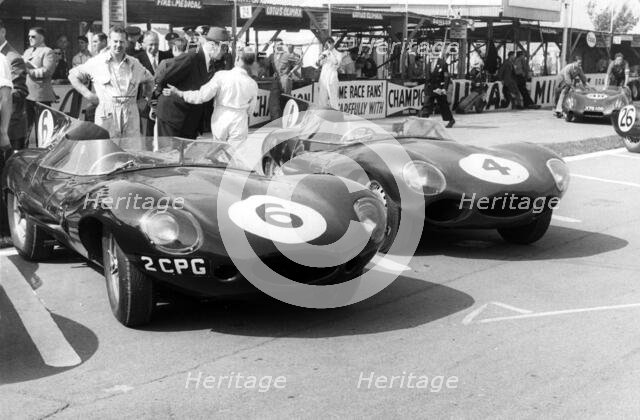 Jaguar D types in the paddock, RAC Tourist Trophy, Goodwood, Sussex, 1958. Creator: Unknown.